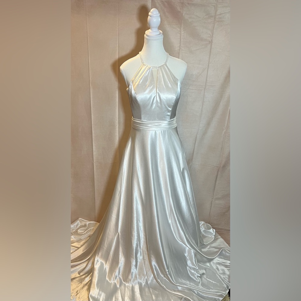 Brand New DB STUDIO  high neck satin a-line wedding dress